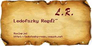 Ledofszky Regő névjegykártya